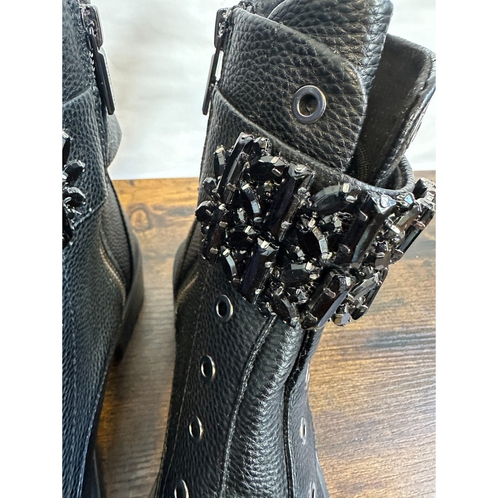 Karl Lagerfeld Paris Payson Black Crystal Embellished Combat Boots Mens 8.5 E22 - Picture 6 of 15